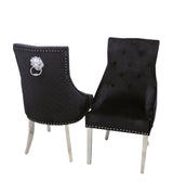 1M Square Dining Table + 4 Valentino Dining chairs Lion Knocker