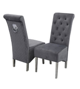 1M Square Dining Table + 4 Valentino Dining chairs Lion Knocker