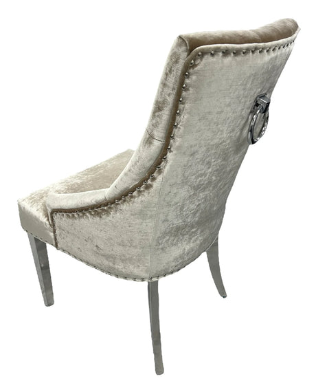 Arianna Marble Dining Table Cream With Jessica Mink Dining Chairs