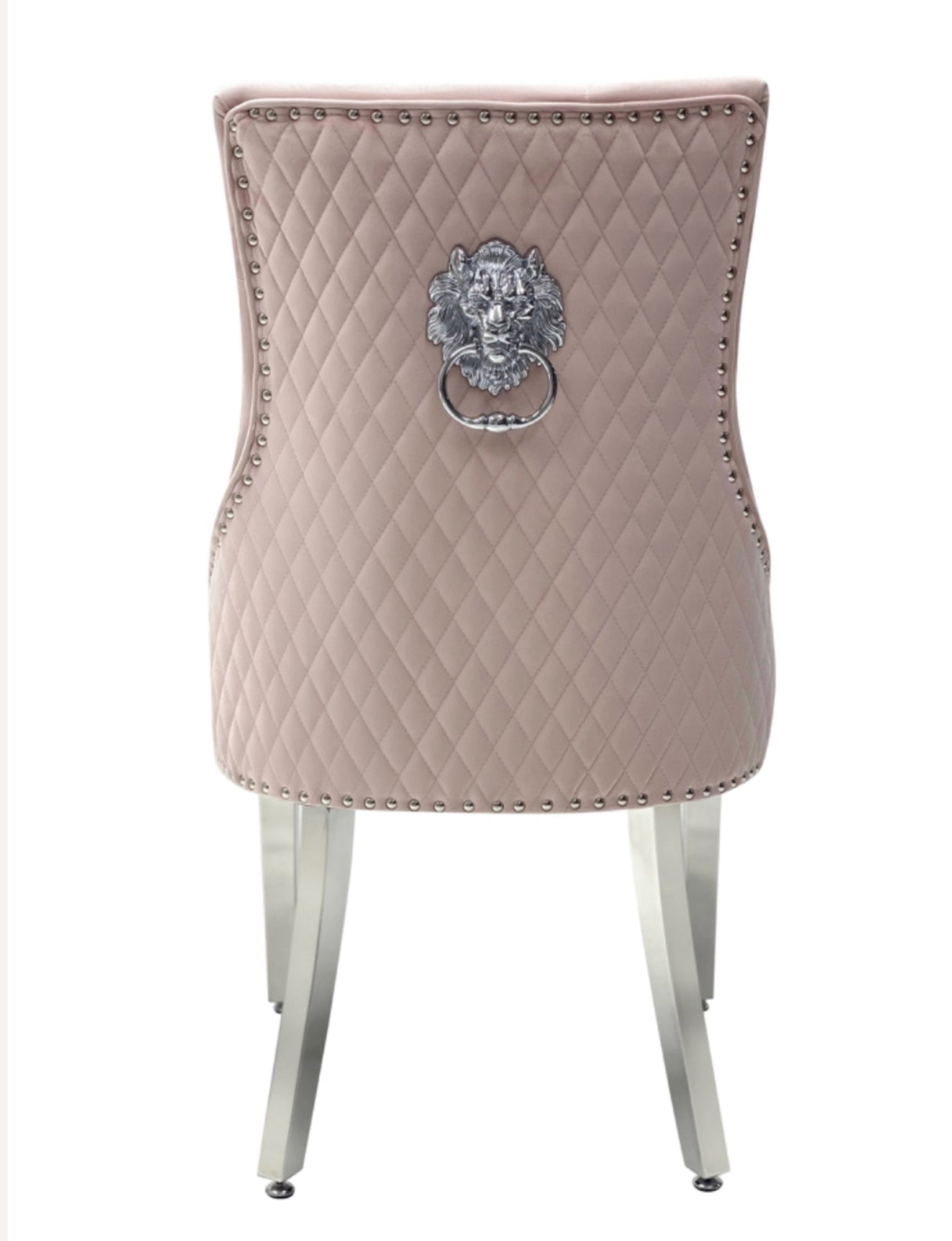 1M Square Dining Table + 4 Valentino Dining chairs Lion Knocker