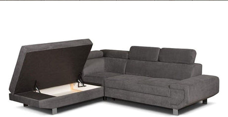 FABRIC SOFA BED WITH STORAGE – RIGHT HAND – GREY