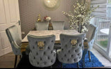 Sofia Black & Gold Table With Black Victoria Gold Lion Knocker Chairs