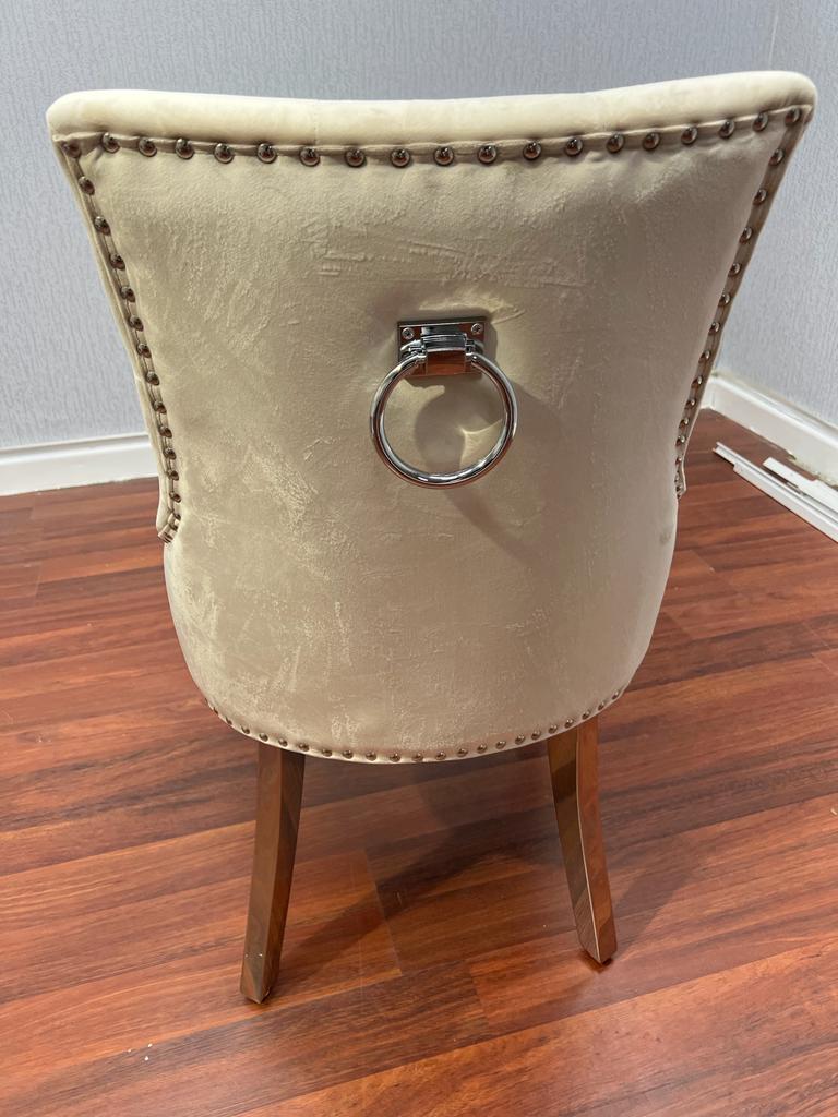 2M Marble Table With Valencia Dark Grey Ring Knocker Chairs