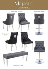 1M Square Dining Table + 4 Valentino Dining chairs Lion Knocker