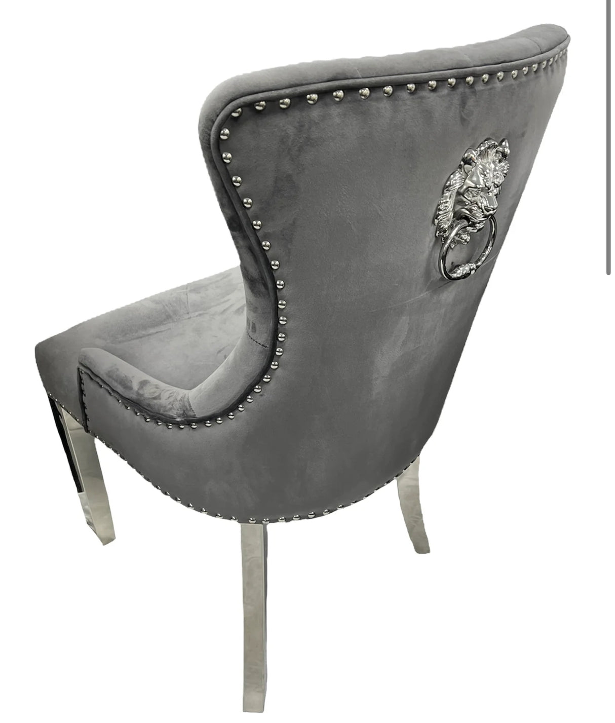 Arianna Light Grey Table With Chelsea Dark Grey Lion Knocker Chairs