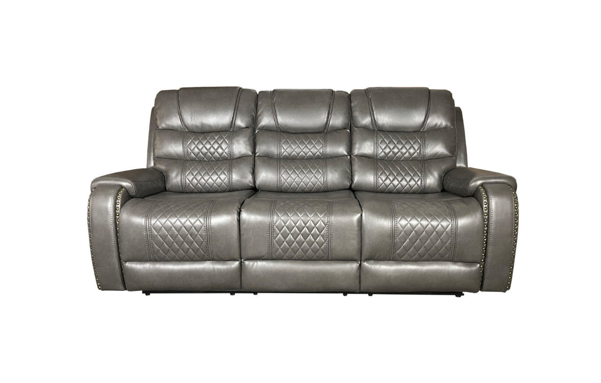 ALASKA 3+2 RECLINER LEATHER AIRE SOFA - Grey