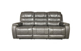 ALASKA 3+2 RECLINER LEATHER AIRE SOFA - Grey
