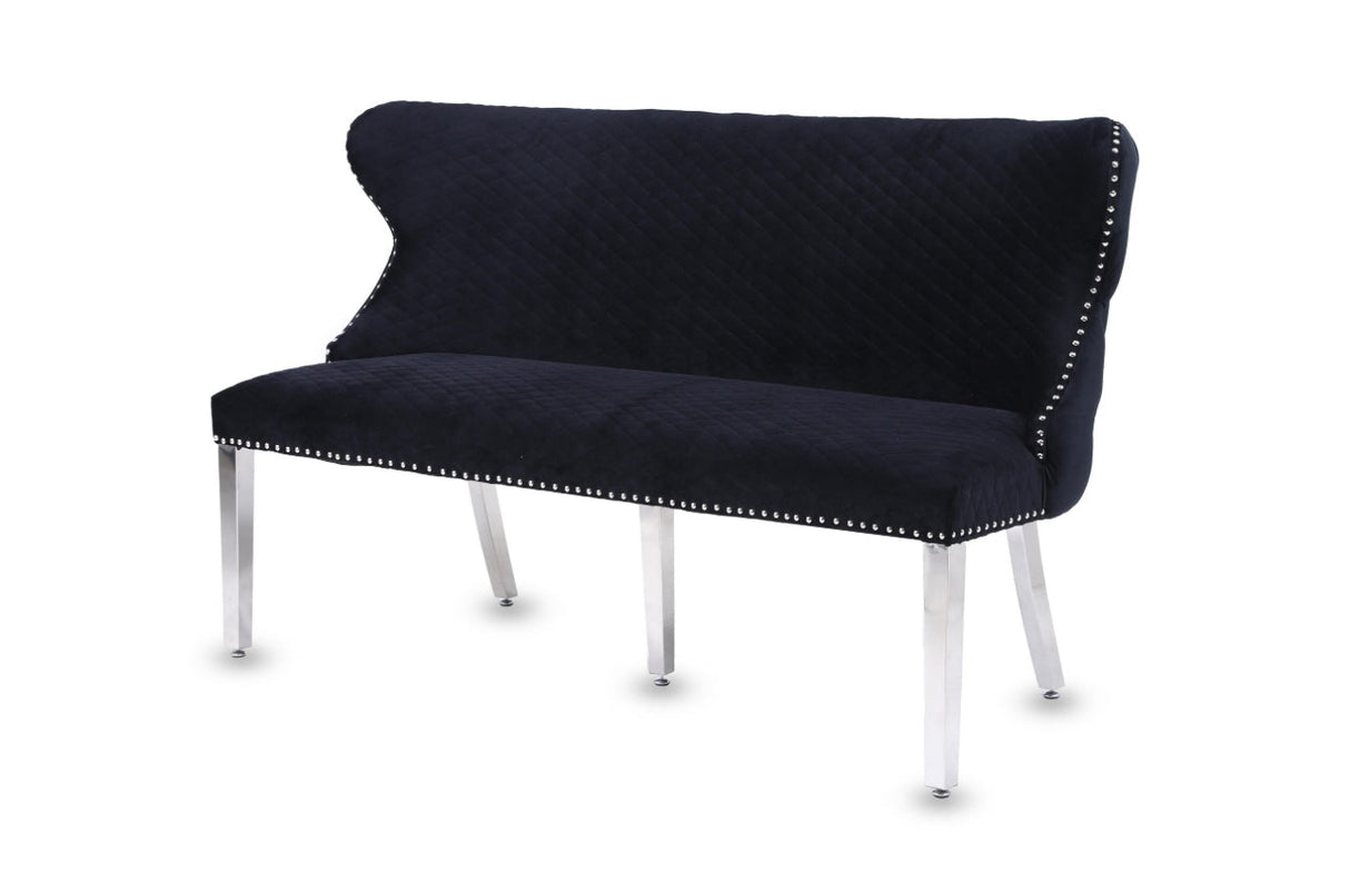 Louis Marble Dining Table + Valentino Dining Chairs Lion knocker Dark Grey & Valentino Bench Dark Grey