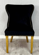 Valentino Black Gold Lion Velvet Chair