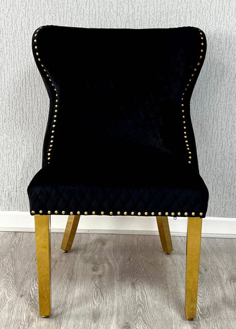 Valentino Black Gold Lion Velvet Chair