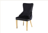 Round Marble Dining Table + 4 Victoria Gold Dining Chairs With Lion knocker