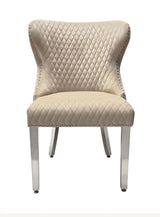 Louise Marble Dining Table With Valentino Lion Knocker Dining Chairs