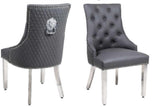 1M Square Dining Table + 4 Valentino Dining chairs Lion Knocker