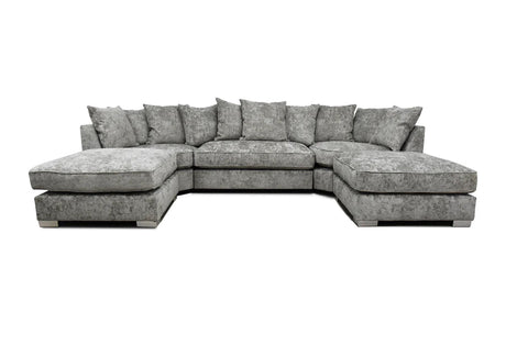 BISHOP U SHAPE FULL BACK CORNER FABRIC SOFA GREY