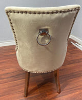 1M Square Dining Table + 4 Valentino Dining chairs Lion Knocker