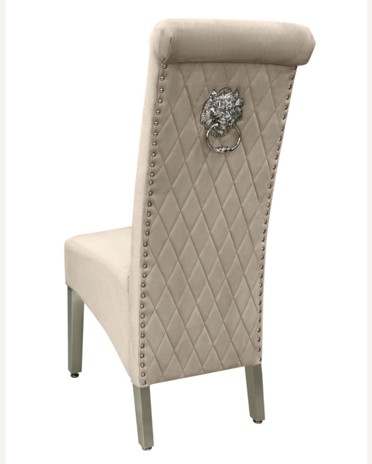 1M Square Dining Table + 4 Valentino Dining chairs Lion Knocker