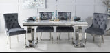 Ariana Marble Dining Table Light Grey + Jessica Dining Chairs Ring knocker Light Grey