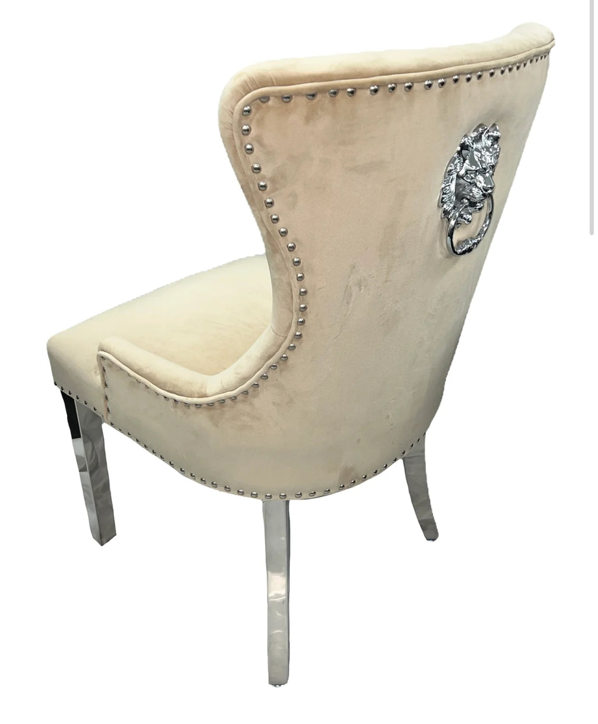 Arianna Light Grey Table With Chelsea Dark Grey Lion Knocker Chairs