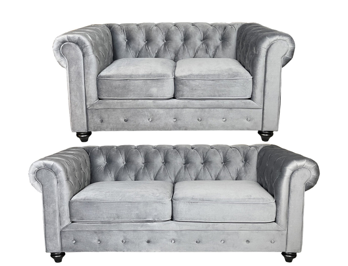 CHESTERFIELD SOFA 3+2 FABRIC – GREY