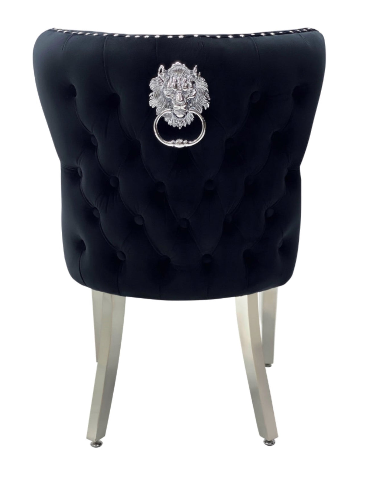 1M Square Dining Table + 4 Valentino Dining chairs Lion Knocker