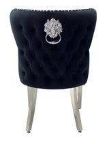 1M Square Dining Table + 4 Valentino Dining chairs Lion Knocker
