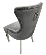 Arianna Marble Dining Table Light Grey Table With Jessica Silver Chairs
