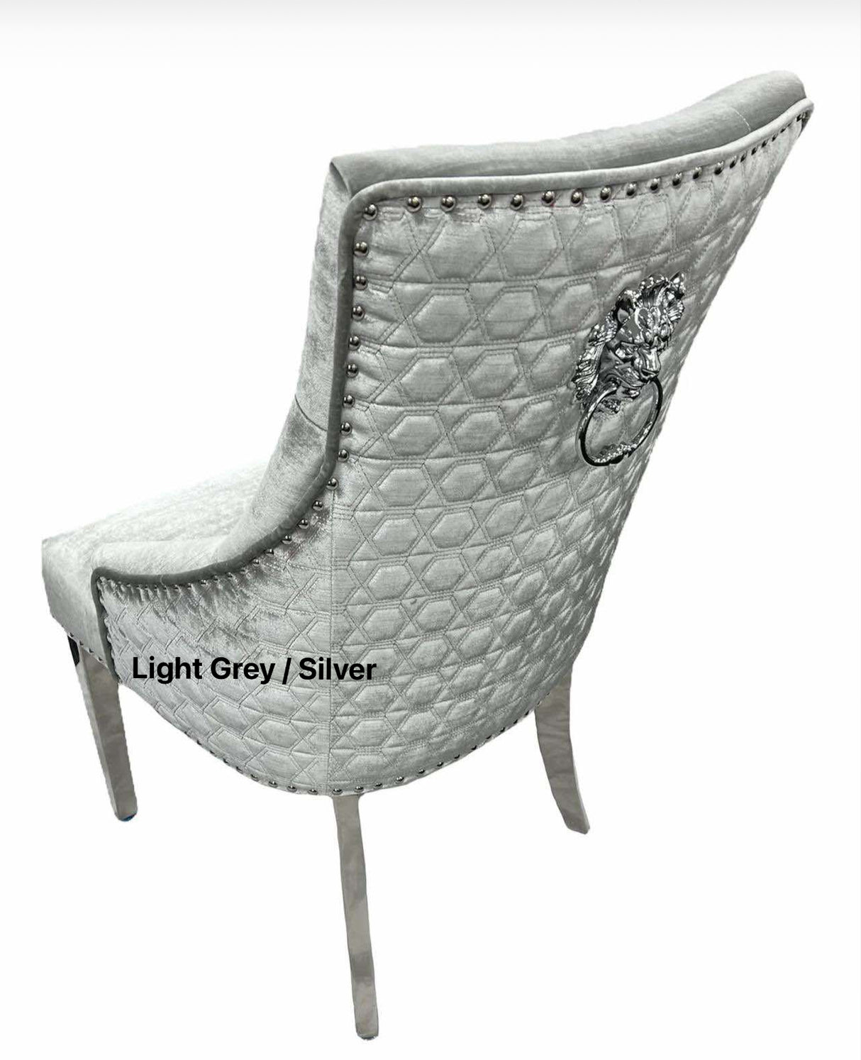 1.2M Louis Light Grey Marble Table With 4 Majestic Dark Grey Chairs