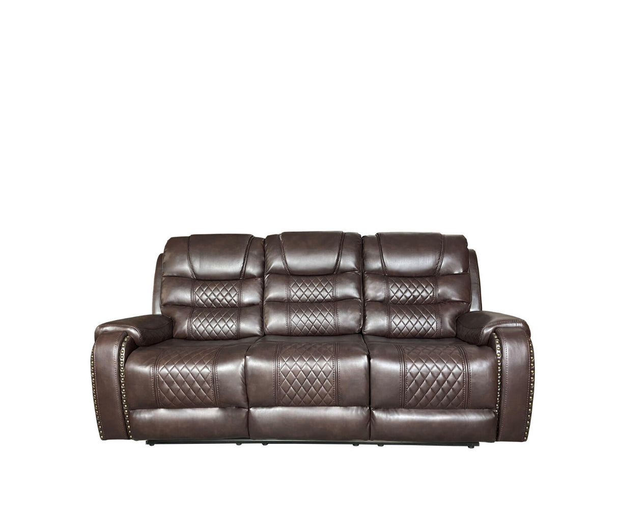 ALASKA 3+2 RECLINER LEATHER AIRE SOFA – BROWN