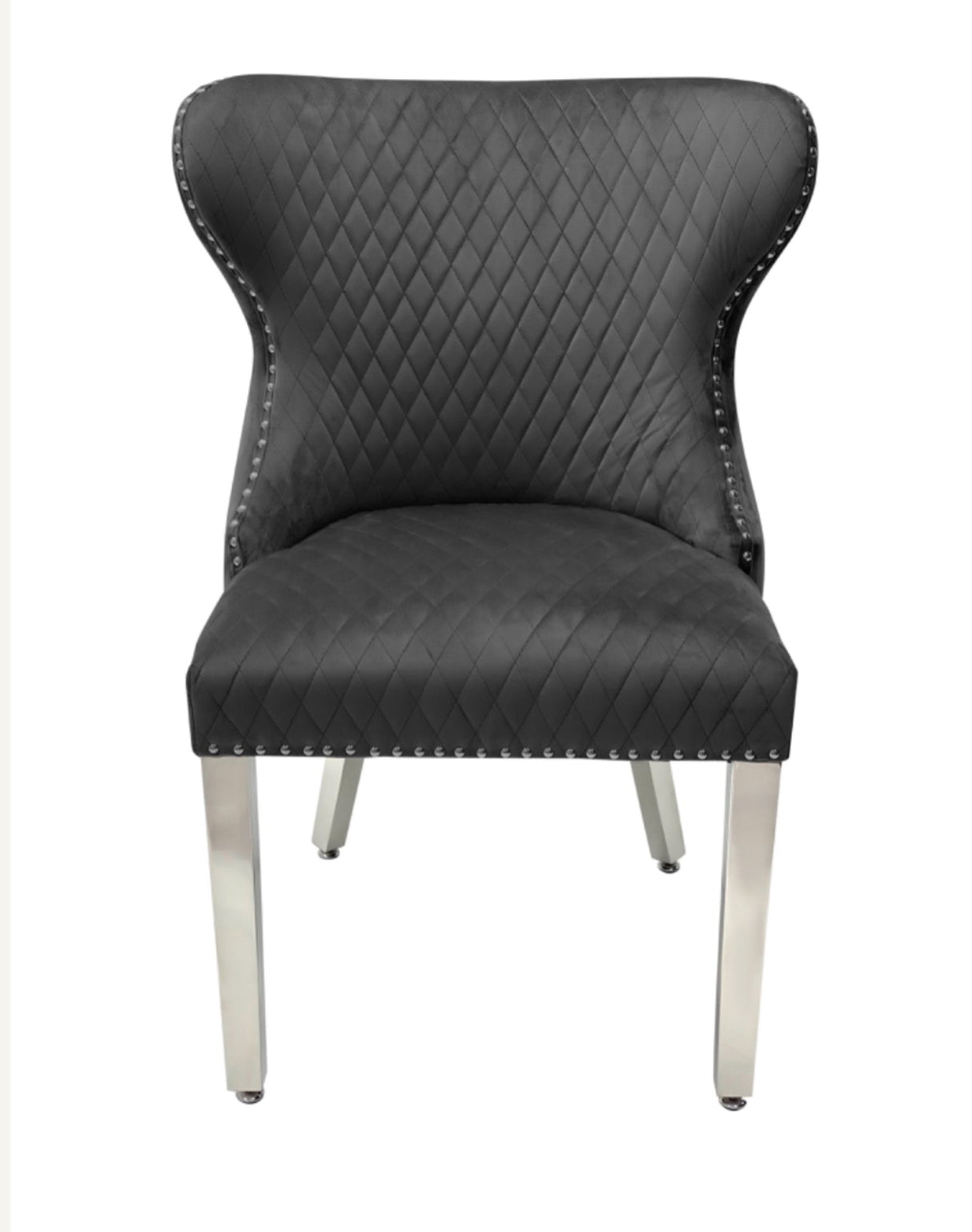 1M Square Dining Table + 4 Valentino Dining chairs Lion Knocker