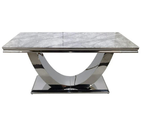 Ariel Marble Dining Table With Valentino Lion Knocker Chairs