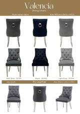 1M Square Dining Table + 4 Valentino Dining chairs Lion Knocker