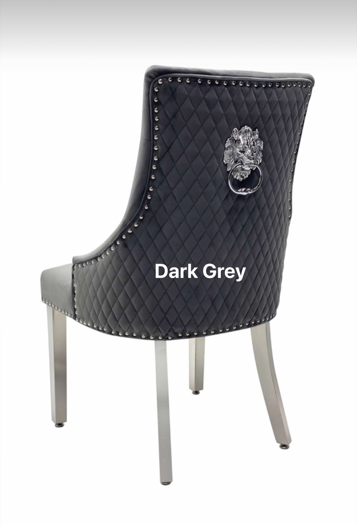 1.2M Louis Light Grey Marble Table With 4 Majestic Dark Grey Chairs