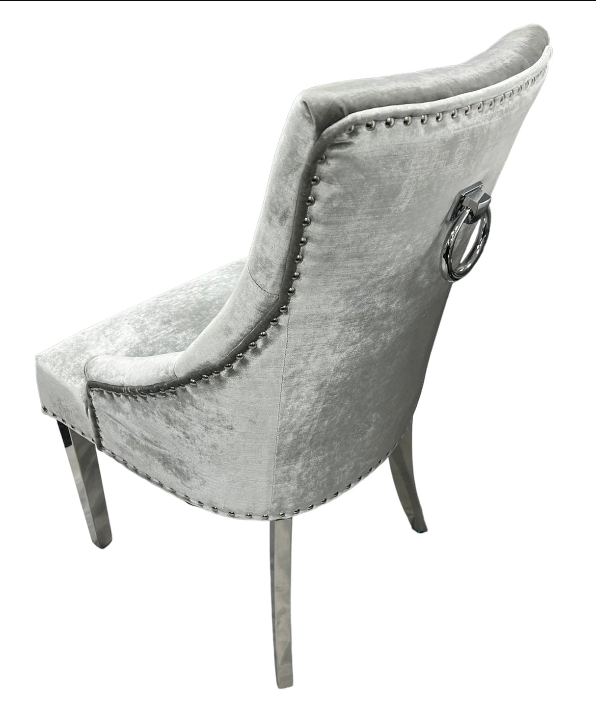 Arianna Marble Dining Table Light Grey Table With Jessica Silver Chairs