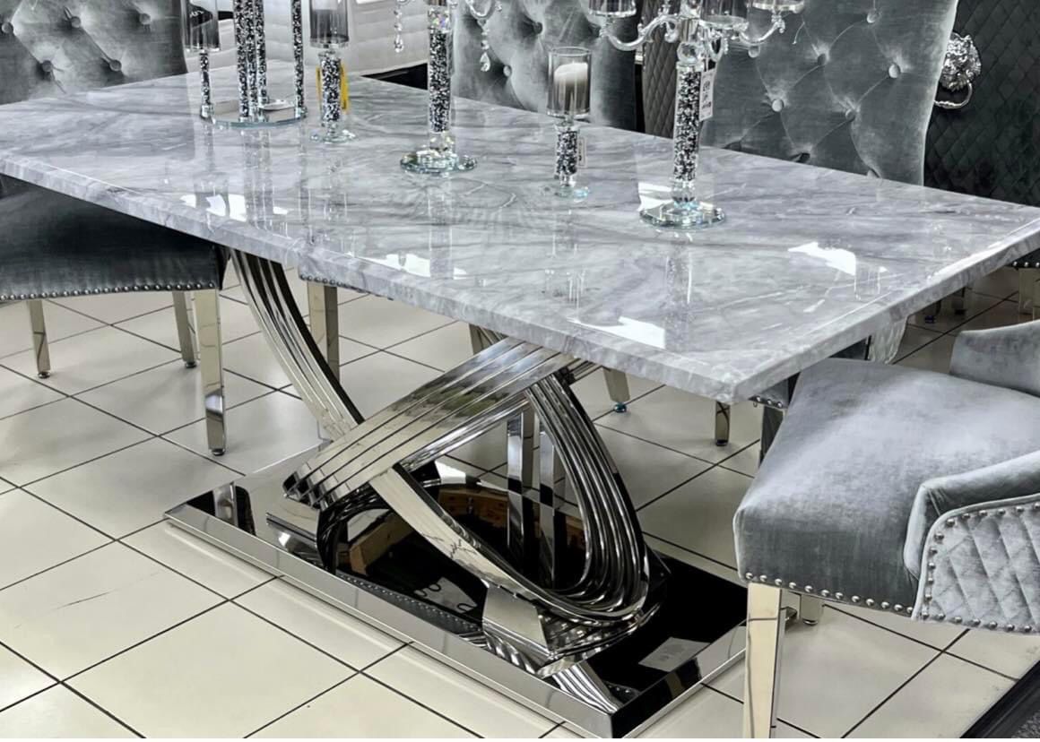 Rome 1.8m Grey Marble Dining Table Only