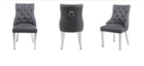 Ariana Marble Dining Table Light Grey With Jessica Silver Ring Knocker Chairs