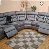 ELECTRIC  RECLINER SOFA CORNER - GREY WITH BLACK TRIM