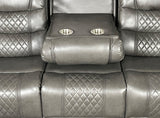 ALASKA 3+2 RECLINER LEATHER AIRE SOFA - Grey