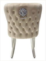 Louise Marble Dining Table With Valentino Lion Knocker Dining Chairs