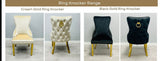 Louis Marble Dining Table Cream And Gold With Victoria Cream And Gold Ring Knocker Chairs