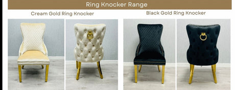 Louis Marble Dining Table Cream And Gold With Victoria Cream And Gold Ring Knocker Chairs