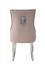 Ariana Marble Dining Table Light Grey  with Majestic Black Lion Knocker Chairs