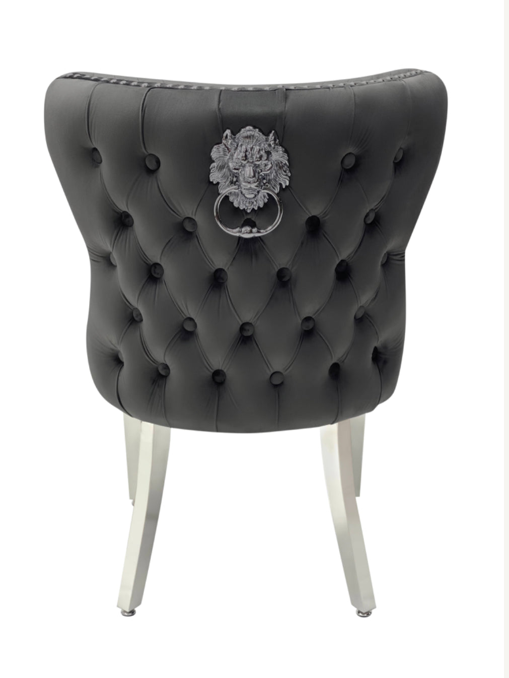 Arianna Marble Dining Table Black With 4 Valentino Black Lion Knocker Chairs