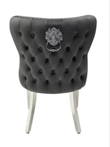 Arianna Marble Dining Table Black With 4 Valentino Black Lion Knocker Chairs