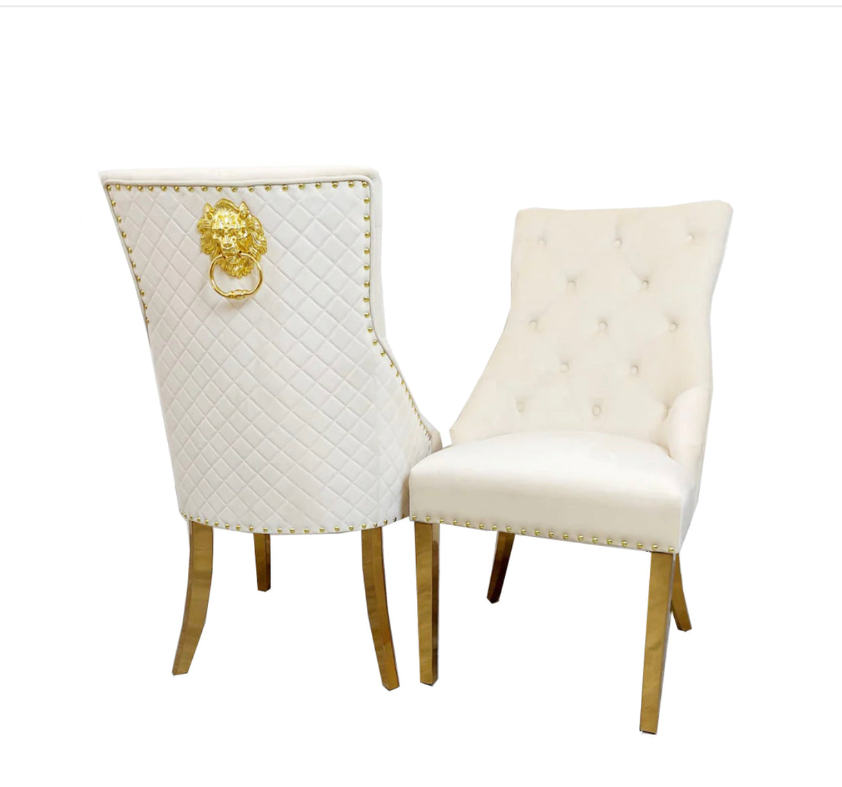 Arianna Black And Gold Marble Dining Table With Black And Gold Bentley Lion knocker Chaird