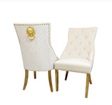Arianna Black And Gold Marble Dining Table With Black And Gold Bentley Lion knocker Chaird