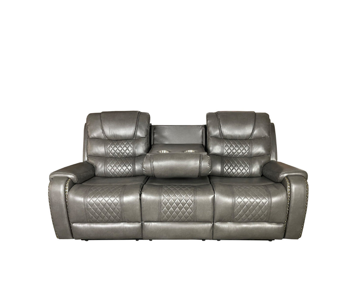 ALASKA 3+2 RECLINER LEATHER AIRE SOFA - Grey