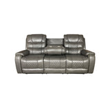 ALASKA 3+2 RECLINER LEATHER AIRE SOFA - Grey