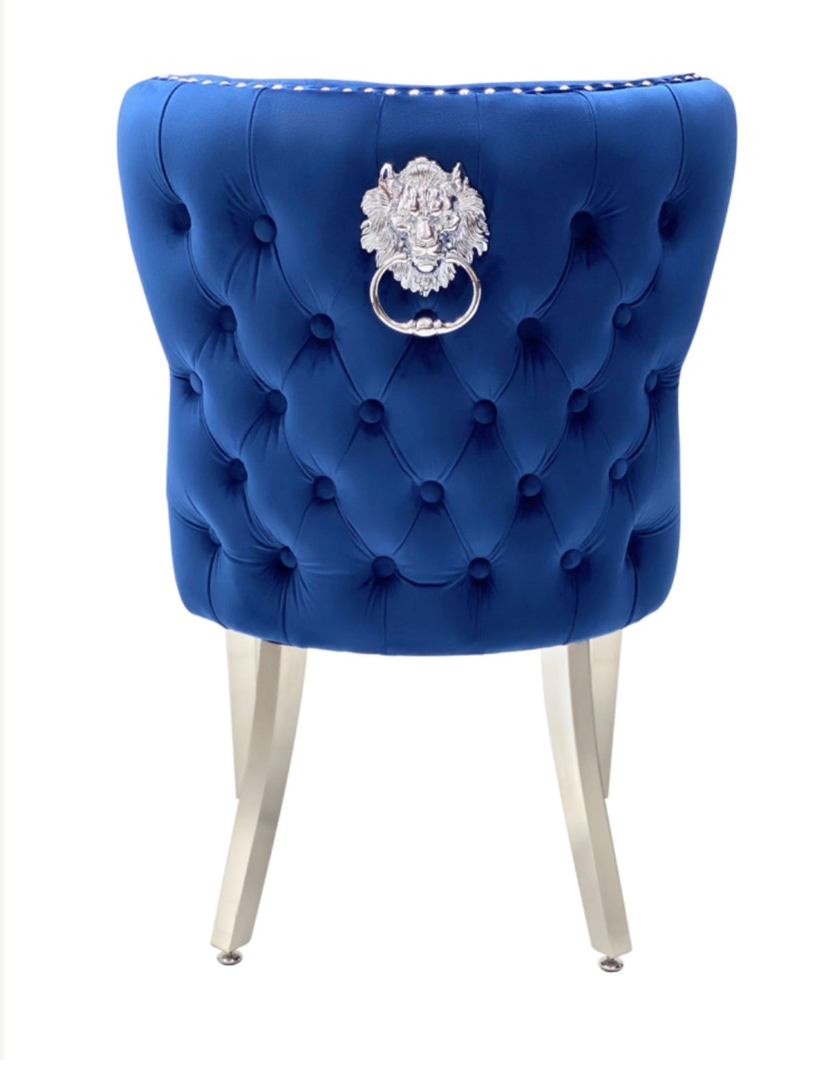 Louis Marble Dining Table + Valentino Dining Chairs Lion knocker Blue & Valentino Bench Blue
