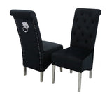 1M Square Dining Table + 4 Valentino Dining chairs Lion Knocker