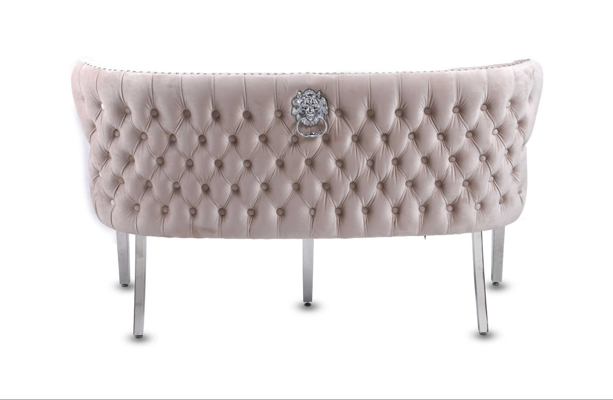 Louis Marble Dining Table + Valentino Dining Chairs Lion knocker Dark Grey & Valentino Bench Dark Grey